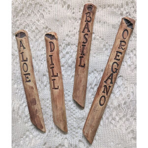 Lot Of 4 Herb Stake Plant Markers Oregano Basil Dill Aloe Ceramic Garden Labels